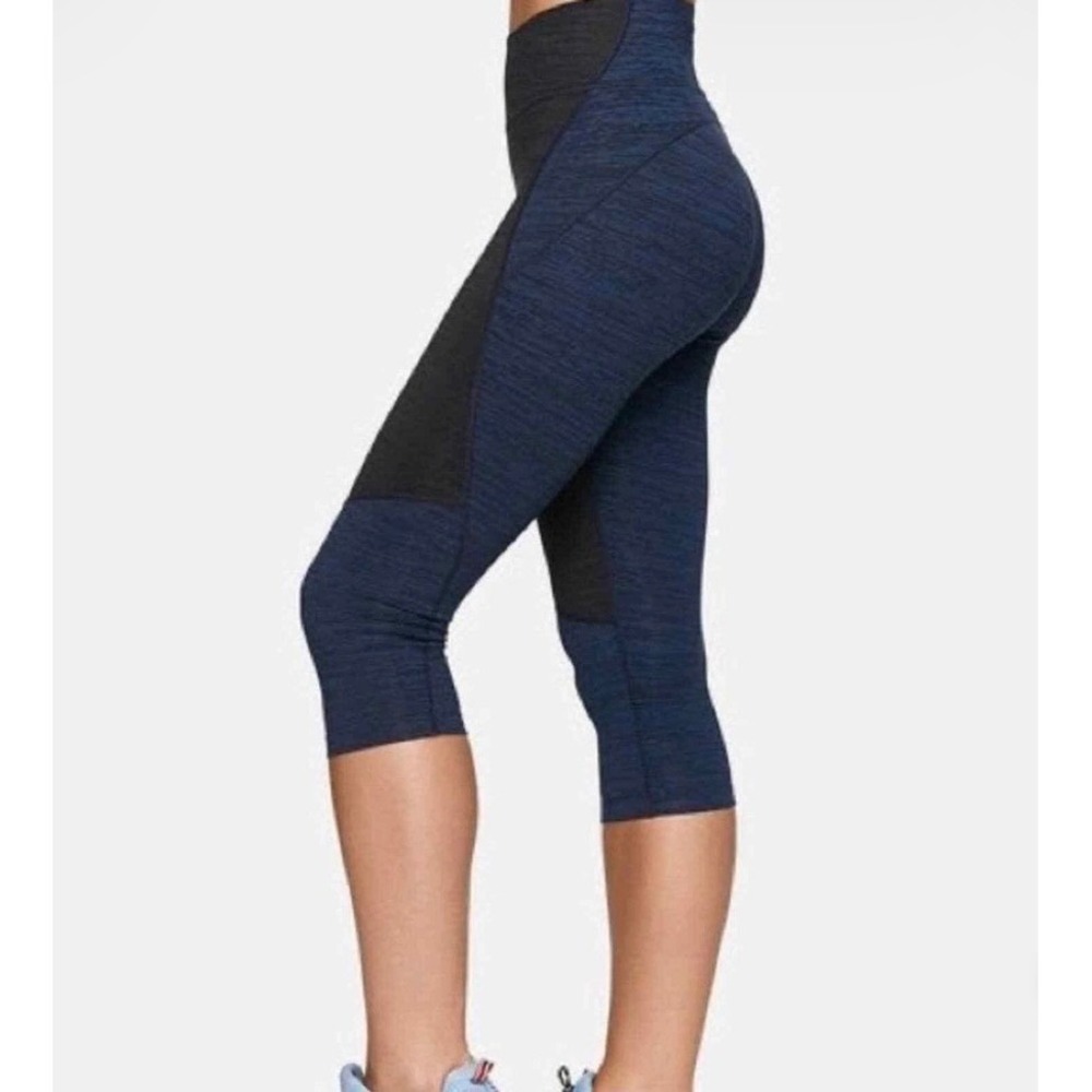 Outdoor Voices Navy Blue Black Colorblock Heathered Cropped Leggings M Capri‎